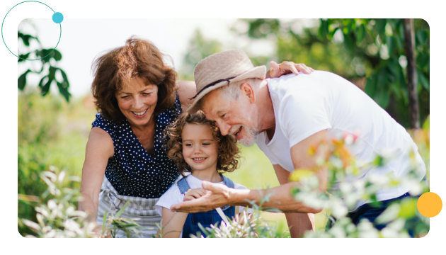 Grandparents and child in nature