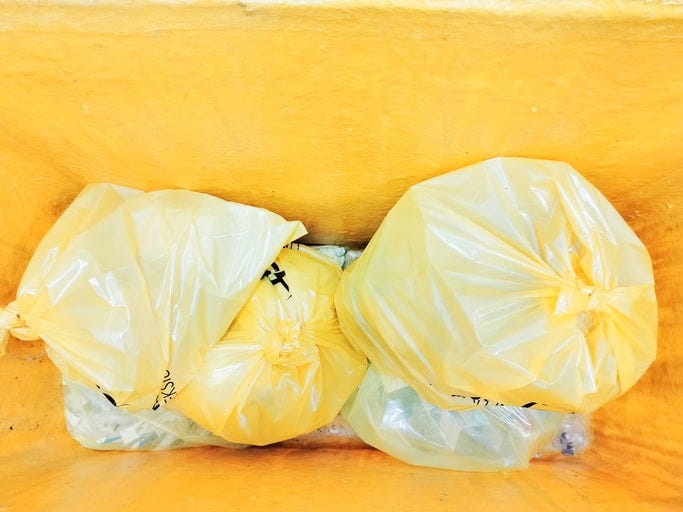 Hospital bins and bags