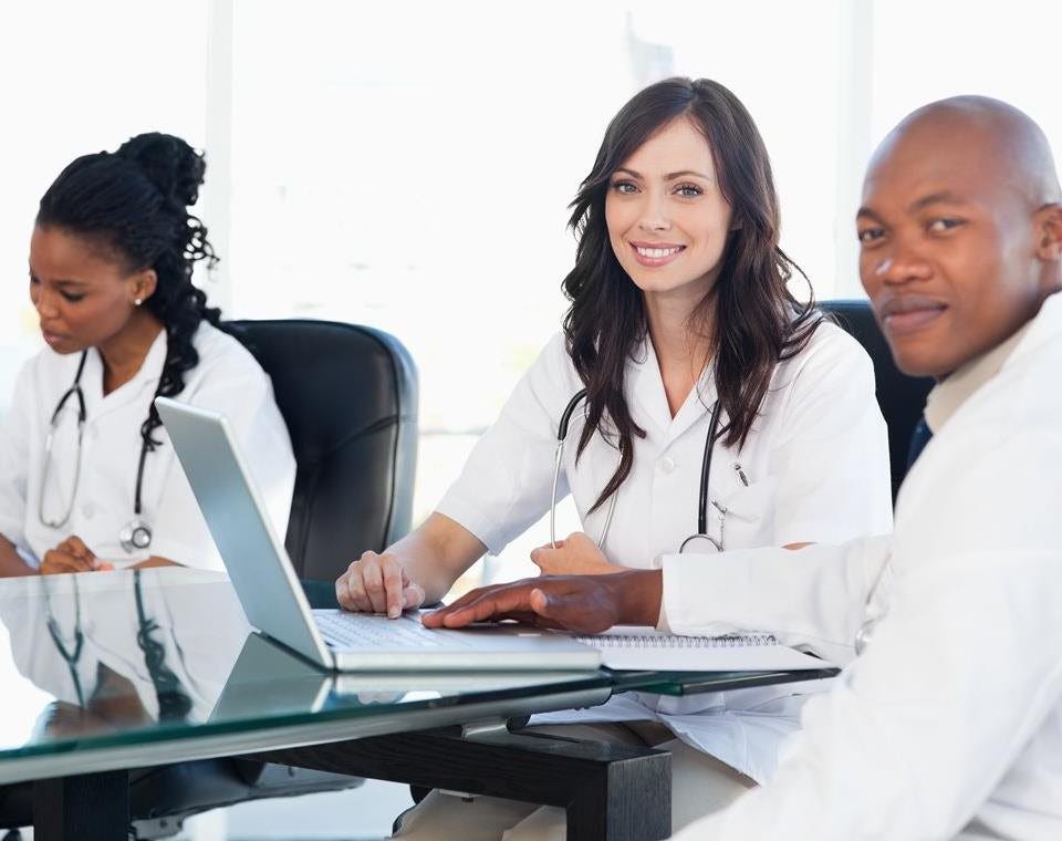 Employees discussing sustainability