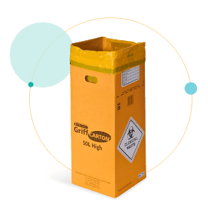orange clinical waste cardboard container