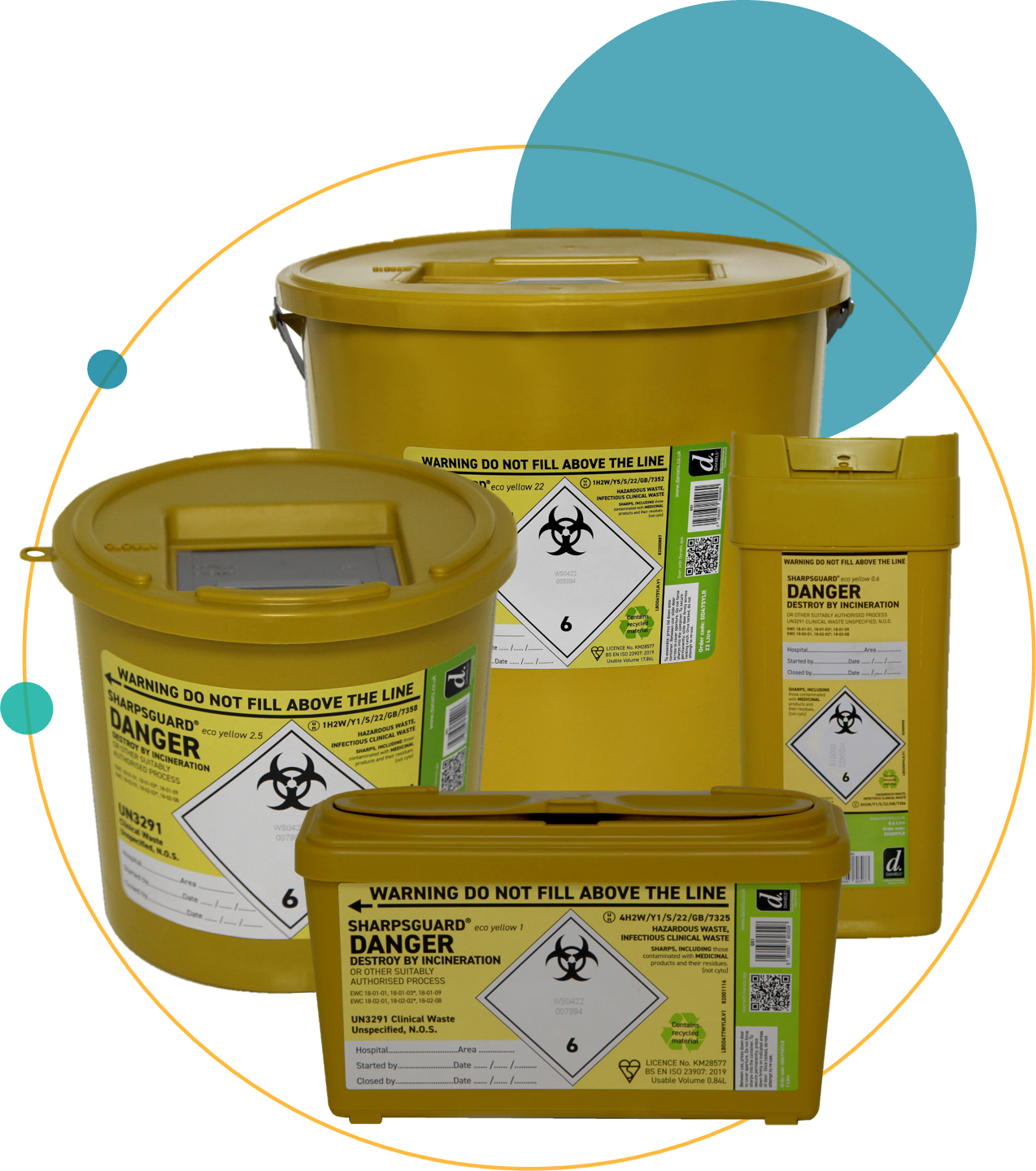 yellow sharps waste bin